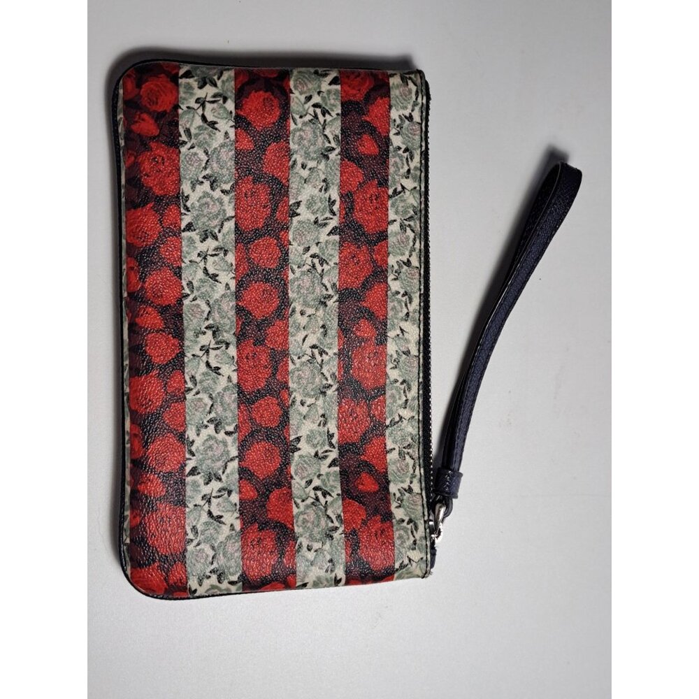 Coach New York Wristlet Wallet Floral Stripes & Zip Closure Nice Classic Nice - Picture 3 of 11